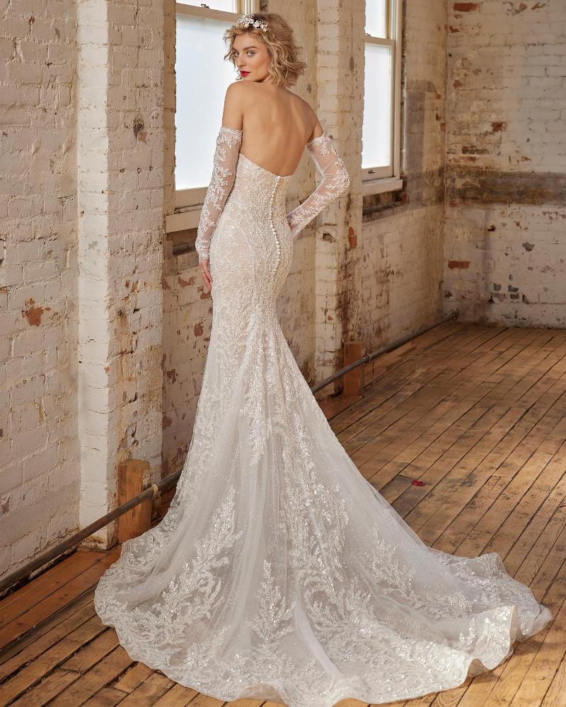 123235 strapless lace wedding dress with overskirt2